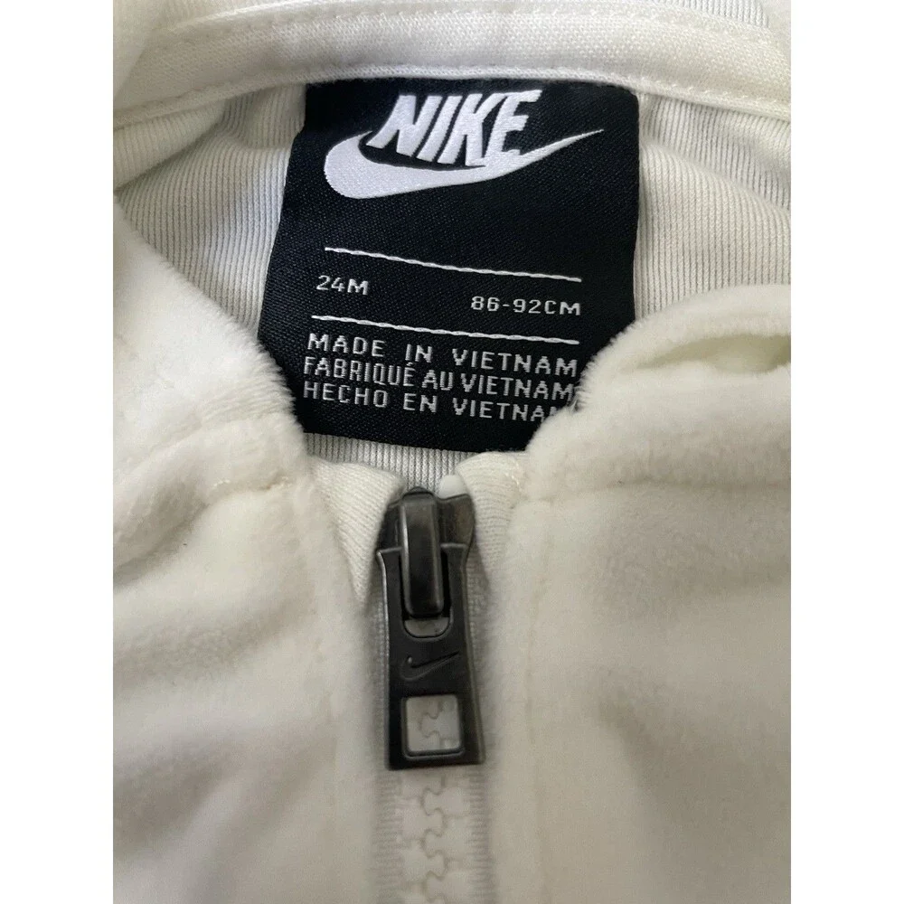 Nike 24M Baby Velour Jogging Tracksuit Off White with Mint Green Logo Full Zip